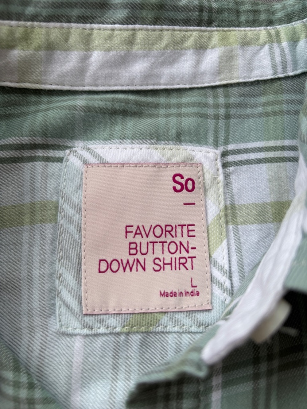 Women’s SO Favorite Button-Down shirt in Green Plaid - Picture 3 of 7